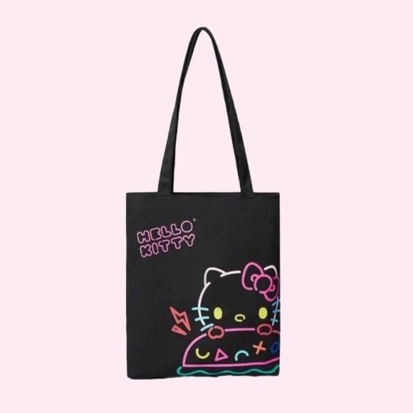 HELLO KITTY Black Neon Graphic Tote Bag - Picture 2 of 6